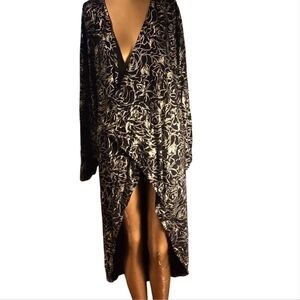 IONA Loose Flowing cardigan Black With Gold Floral Print Made In USA